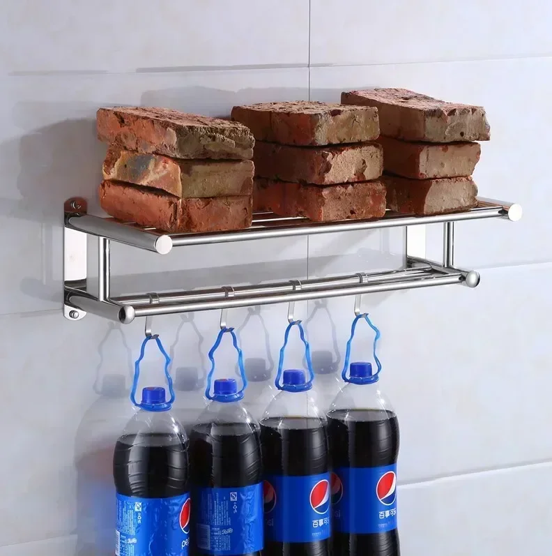 Stainless Steel Towel Rack, No Drill Adhesive Wall Mounted Towel Holder for Bathroom, Rustproof Towel Bar for Home Storage