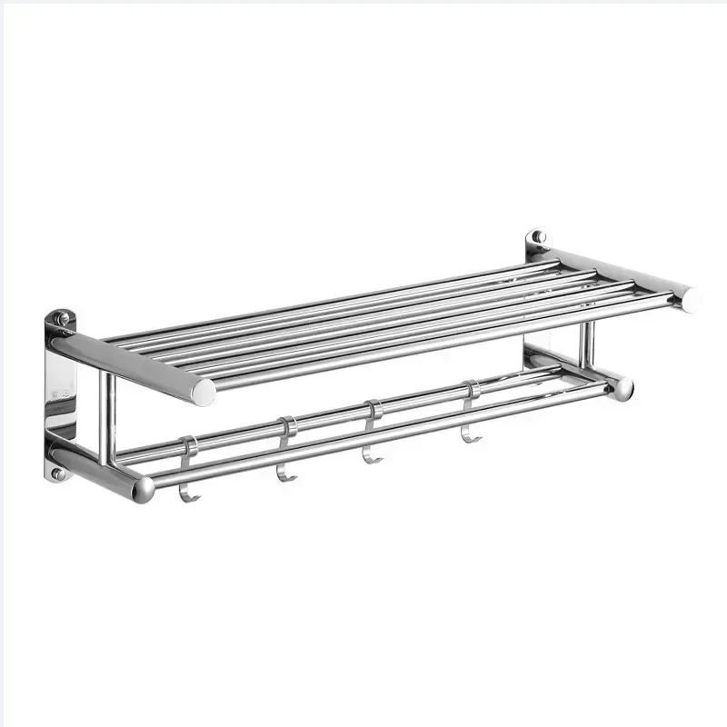 Stainless Steel Towel Rack, No Drill Adhesive Wall Mounted Towel Holder for Bathroom, Rustproof Towel Bar for Home Storage