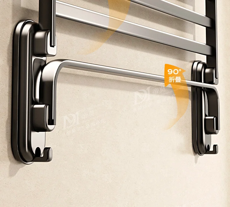No Drill Bathroom Towel Rack Double Fold Towel Hanger Washroom Storage Shelf Integrated Bath Towel Organizer