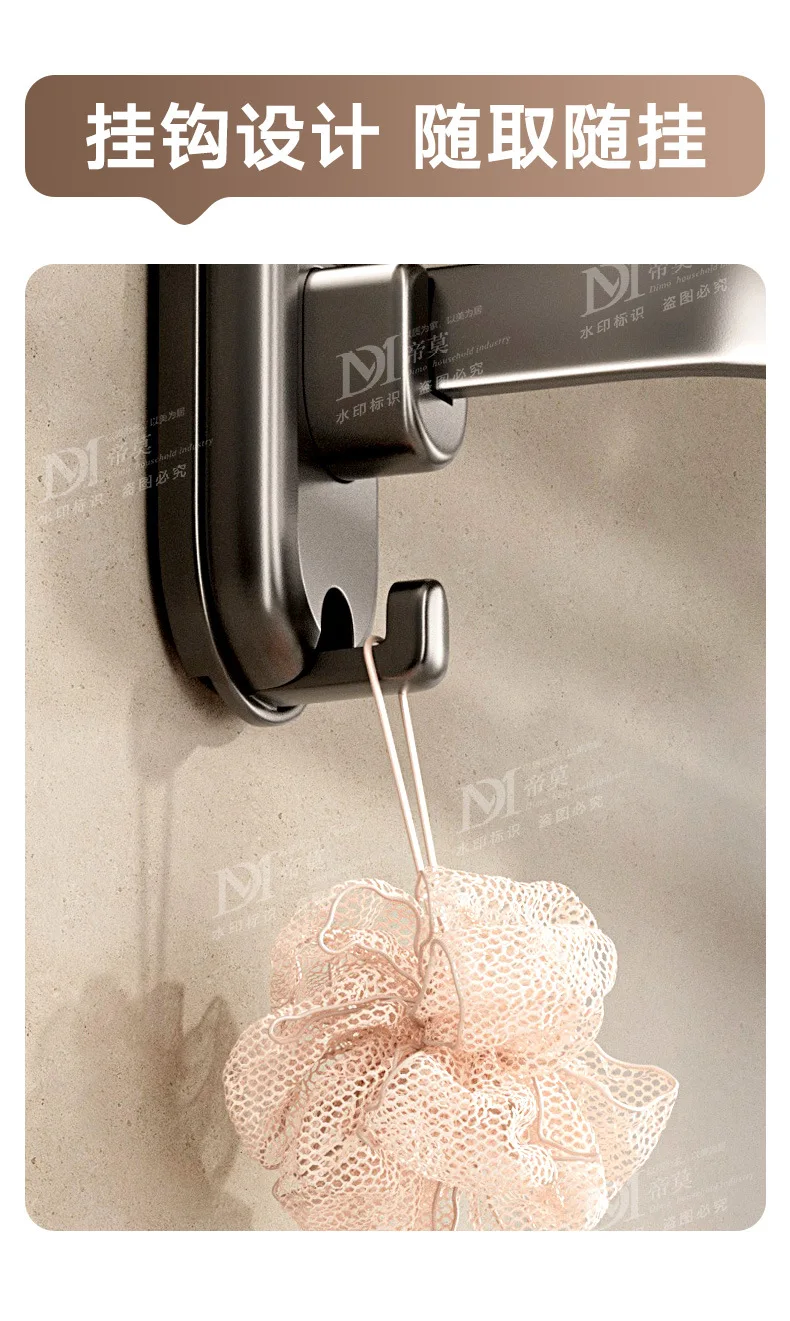 No Drill Bathroom Towel Rack Double Fold Towel Hanger Washroom Storage Shelf Integrated Bath Towel Organizer