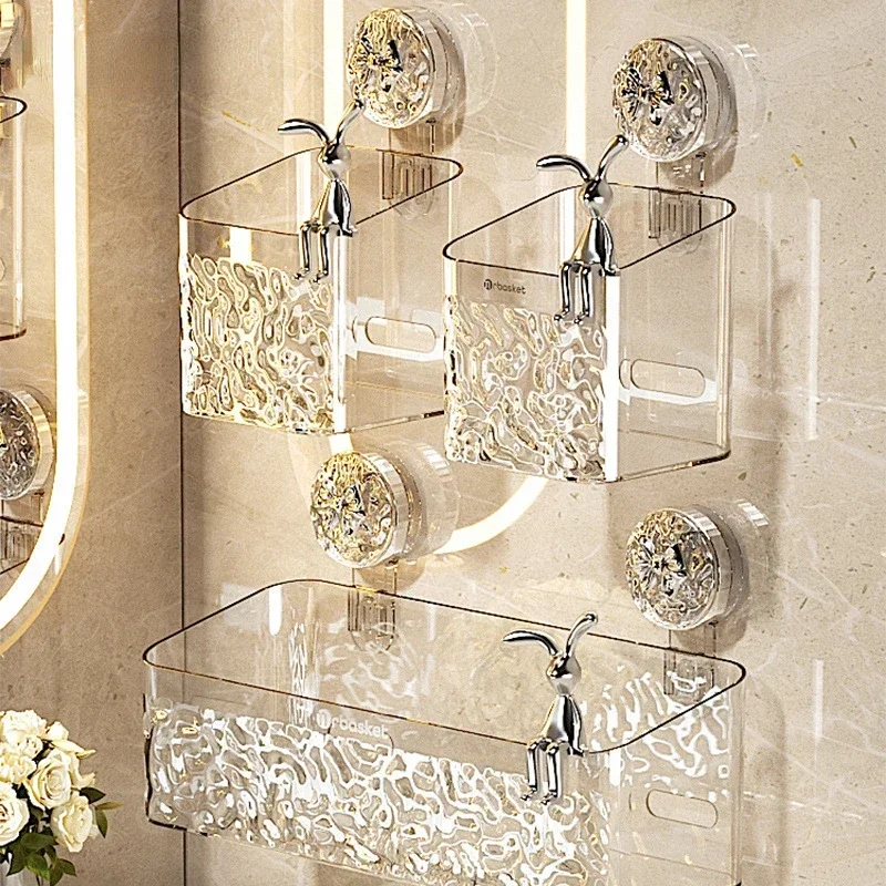 Shower Suction Cup Shelf Basket Light Glacier Pattern One Second Installation bathroom Organizer Storage Rotating to Suck Remove Shower Suction Cup Shelf Basket Light Glacier Pattern One Second Installation bathroom Organizer Storage Rotating to Suck Remove
