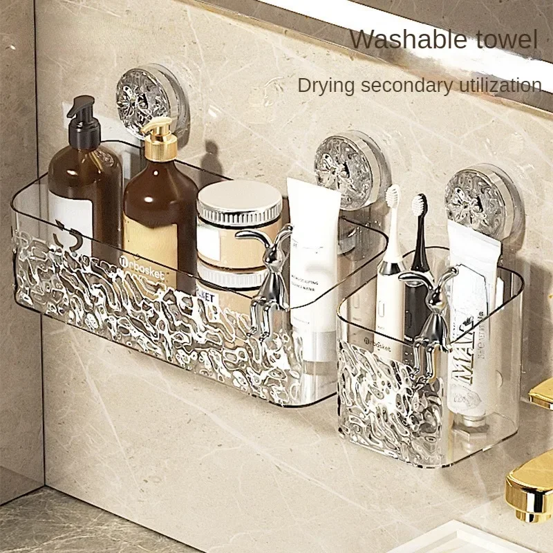 Shower Suction Cup Shelf Basket Light Glacier Pattern One Second Installation bathroom Organizer Storage Rotating to Suck Remove Shower Suction Cup Shelf Basket Light Glacier Pattern One Second Installation bathroom Organizer Storage Rotating to Suck Remove