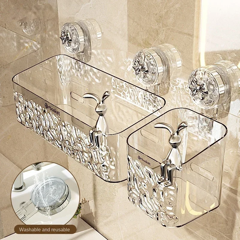 Shower Suction Cup Shelf Basket Light Glacier Pattern One Second Installation bathroom Organizer Storage Rotating to Suck Remove Shower Suction Cup Shelf Basket Light Glacier Pattern One Second Installation bathroom Organizer Storage Rotating to Suck Remove