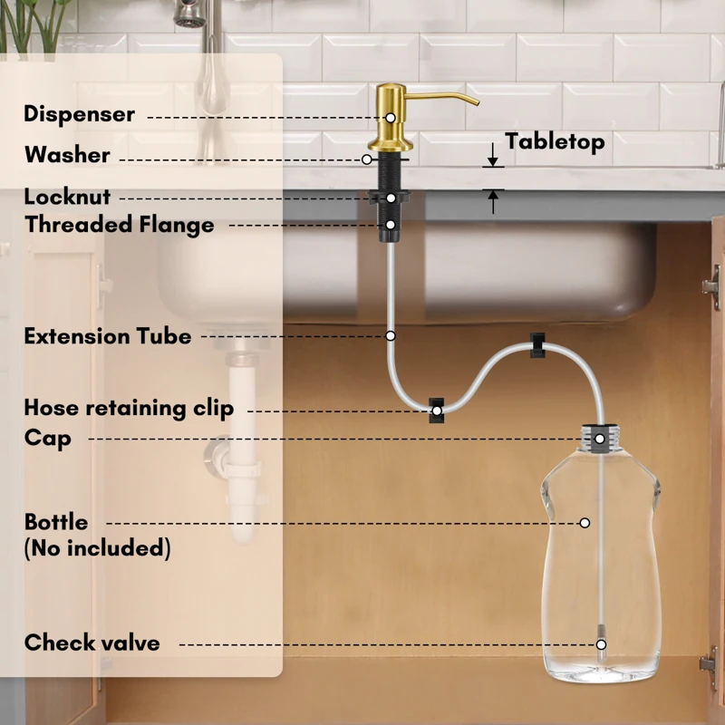 Soap Dispenser Extension Tube Kit For Kitchen Accessories Bathroom Stainless Steel Built In Liquid Soap Detergent Dispensers Soap Dispenser Extension Tube Kit For Kitchen Accessories Bathroom Stainless Steel Built In Liquid Soap Detergent Dispensers