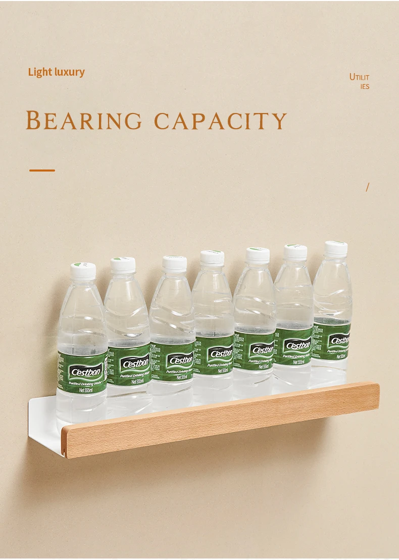 Bathroom Shelf No Drill Organizer Shower Storage Rack Solid Wood Corner Shelves Wall Mounted Toilet Shampoo Holder