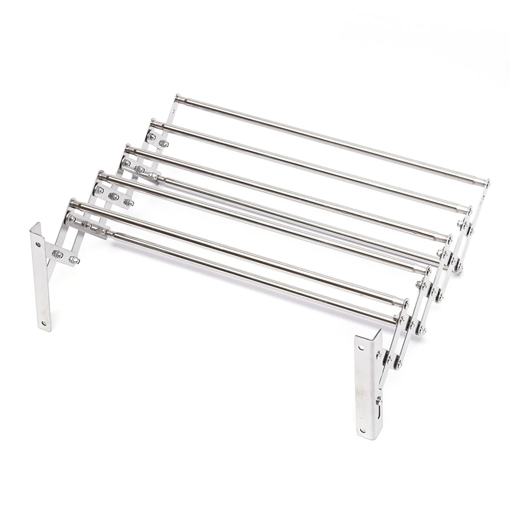 Stainless Steel Wall Mounted Laundry Drying Rack Length Adjustable 42~80cm, Foldable Towel Holder Bathroom Easy To Install