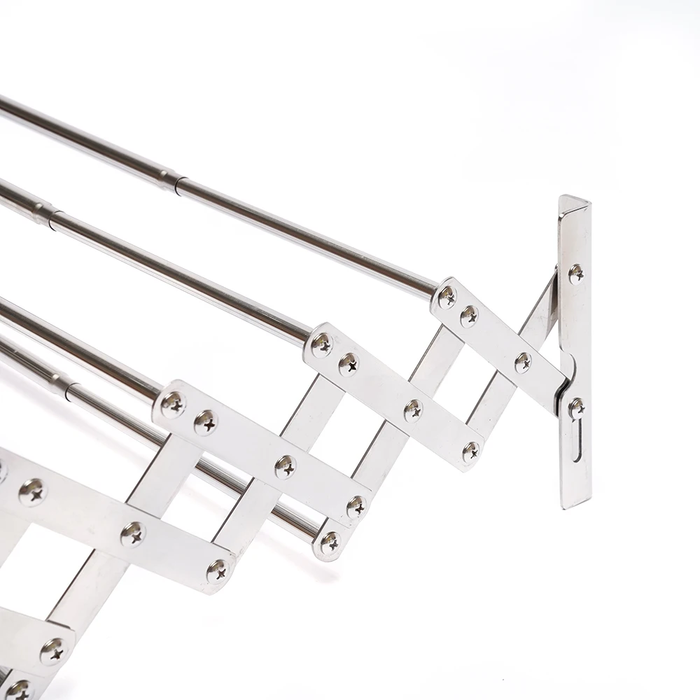 Stainless Steel Wall Mounted Laundry Drying Rack Length Adjustable 42~80cm, Foldable Towel Holder Bathroom Easy To Install