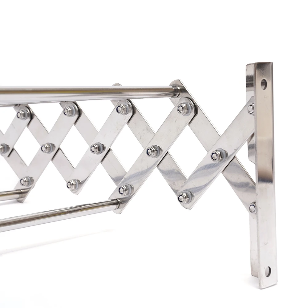 Stainless Steel Wall Mounted Laundry Drying Rack Length Adjustable 42~80cm, Foldable Towel Holder Bathroom Easy To Install
