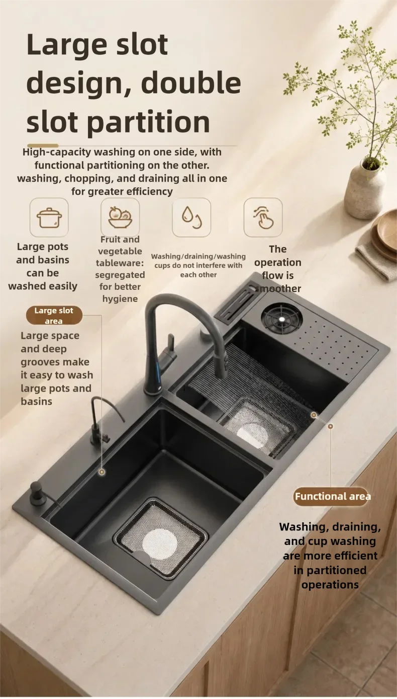 Stainless Steel Waterfall Kitchen Sink Stainless Steel Waterfall Kitchen Sink