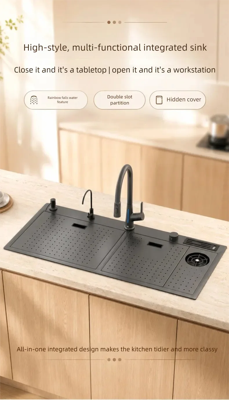 Stainless Steel Waterfall Kitchen Sink Stainless Steel Waterfall Kitchen Sink