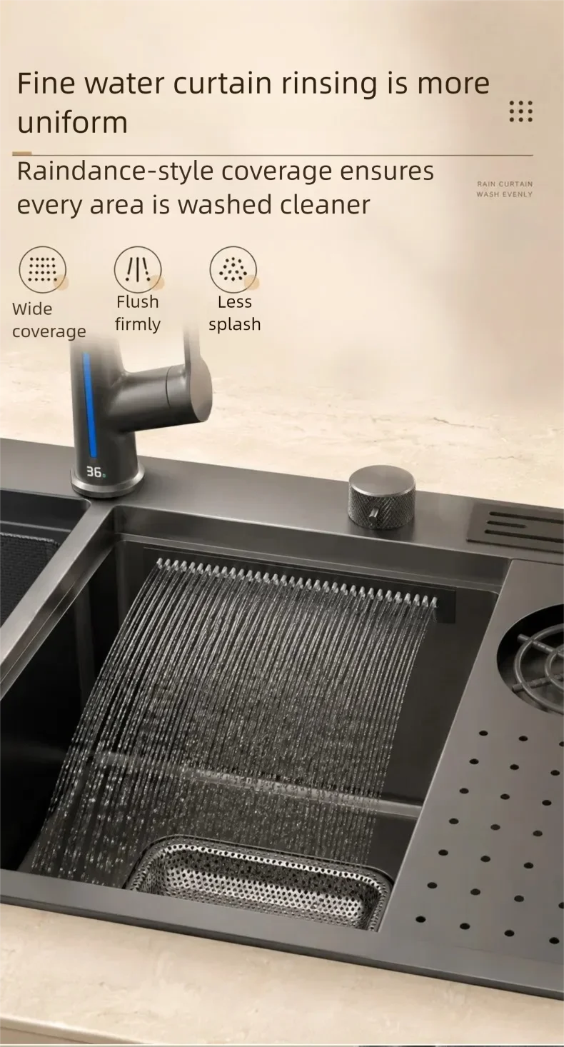 Stainless Steel Waterfall Kitchen Sink Stainless Steel Waterfall Kitchen Sink