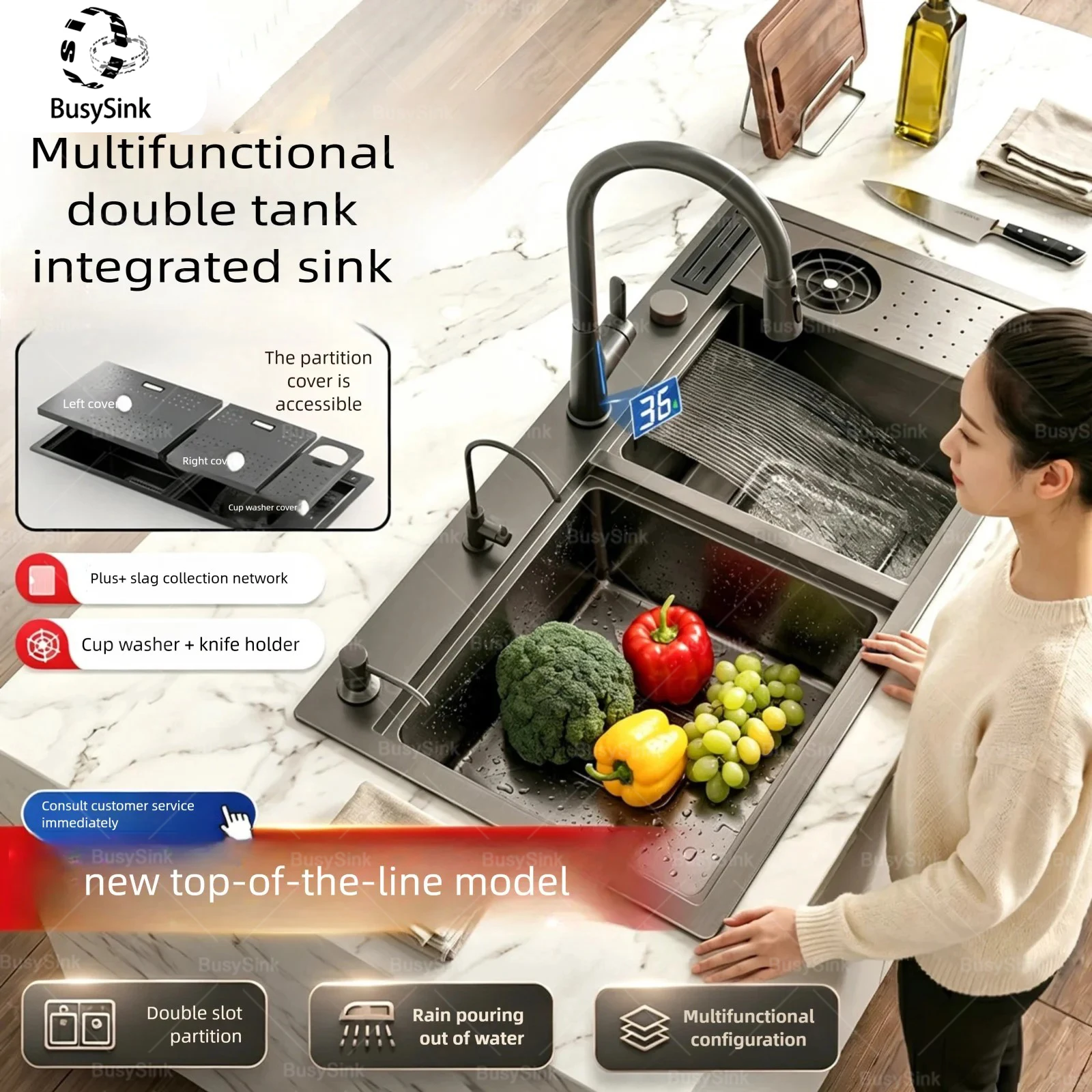Stainless Steel Waterfall Kitchen Sink Kitchen Gadgets Stainless Steel Waterfall Kitchen Sink Kitchen Gadgets