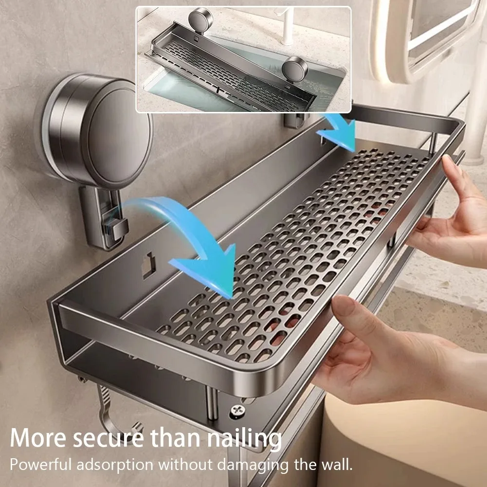 Suction Cup Bathroom Shelf,No Drill Wall Mounted Shower Organizer for Toiletries,Adhesive-Free Toilet Storage Rack for Washbasin Suction Cup Bathroom Shelf,No Drill Wall Mounted Shower Organizer for Toiletries,Adhesive-Free Toilet Storage Rack for Washbasin