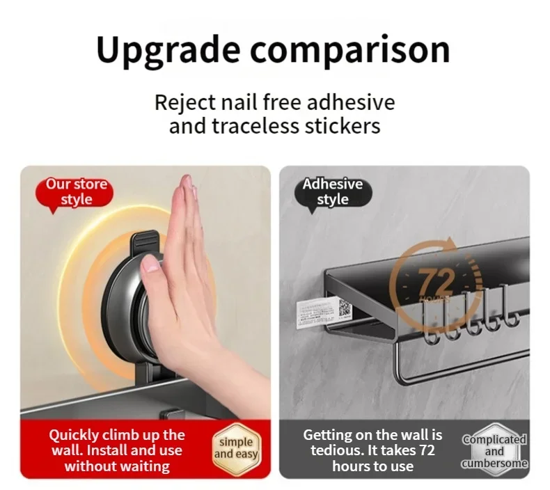 Suction Cup Bathroom Shelf,No Drill Wall Mounted Shower Organizer for Toiletries,Adhesive-Free Toilet Storage Rack for Washbasin Suction Cup Bathroom Shelf,No Drill Wall Mounted Shower Organizer for Toiletries,Adhesive-Free Toilet Storage Rack for Washbasin