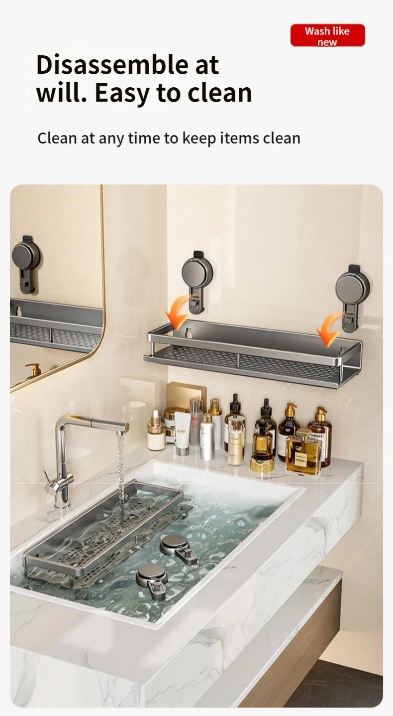 Suction Cup Bathroom Shelf,No Drill Wall Mounted Shower Organizer for Toiletries,Adhesive-Free Toilet Storage Rack for Washbasin Suction Cup Bathroom Shelf,No Drill Wall Mounted Shower Organizer for Toiletries,Adhesive-Free Toilet Storage Rack for Washbasin