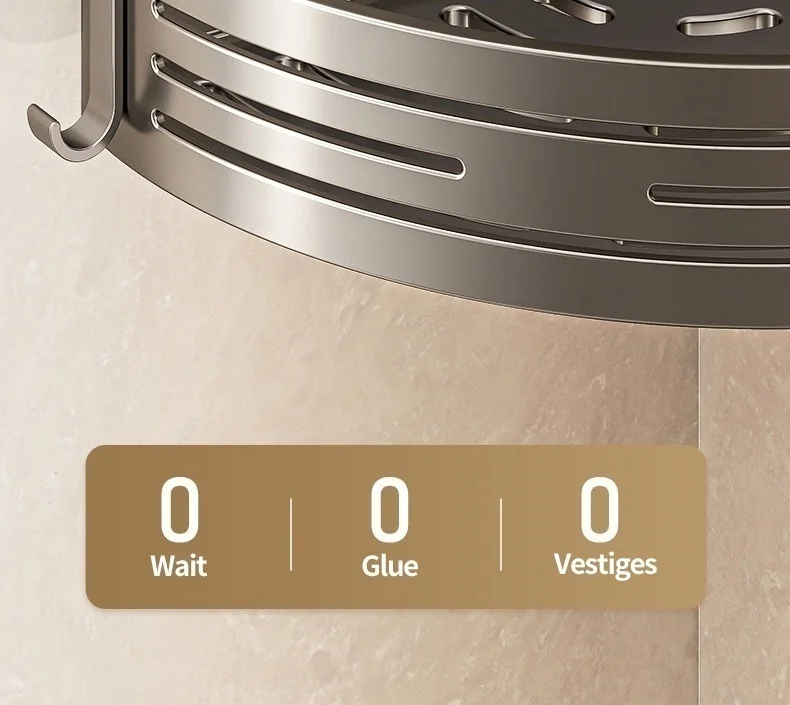 Suction Cup Perforation-Free Space Aluminum Bathroom Storage Shelf