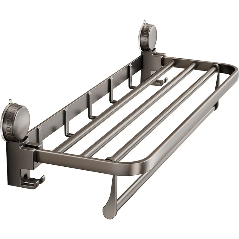 Suction cup towel rack bathroom towel storage rack bathroom hanging pole hook rack suction cup type no punching required Suction cup towel rack bathroom towel storage rack bathroom hanging pole hook rack suction cup type no punching required