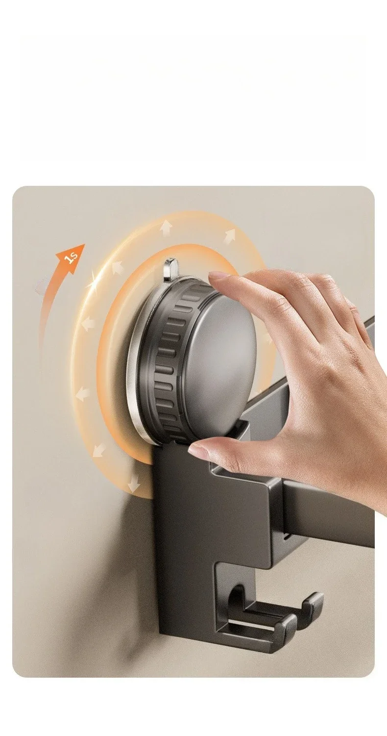 Suction cup towel rack bathroom towel storage rack bathroom hanging pole hook rack suction cup type no punching required
