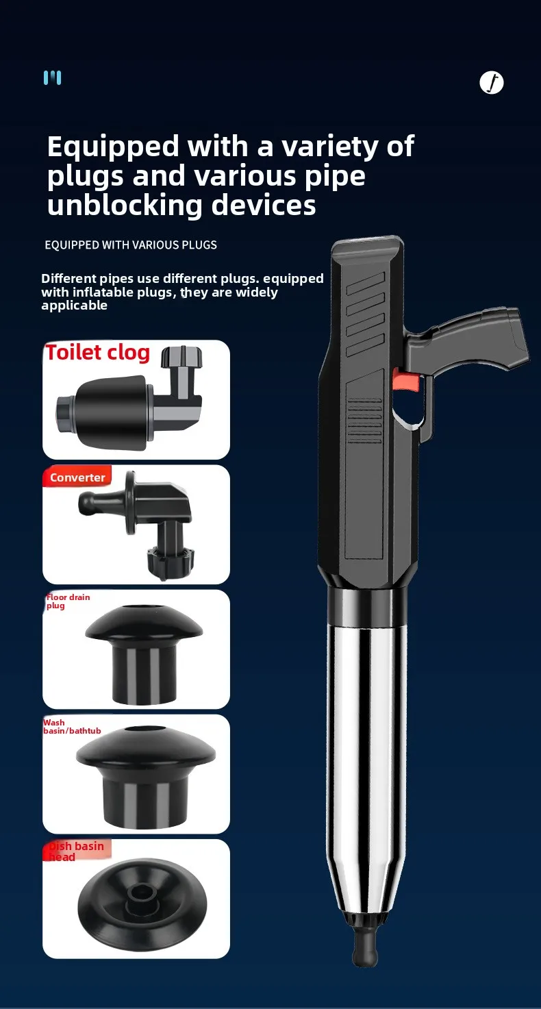 Toilet plunger,electric drain cleaner,high pressure pipe unclogger,sewer dredge tool,bathroom clog remover