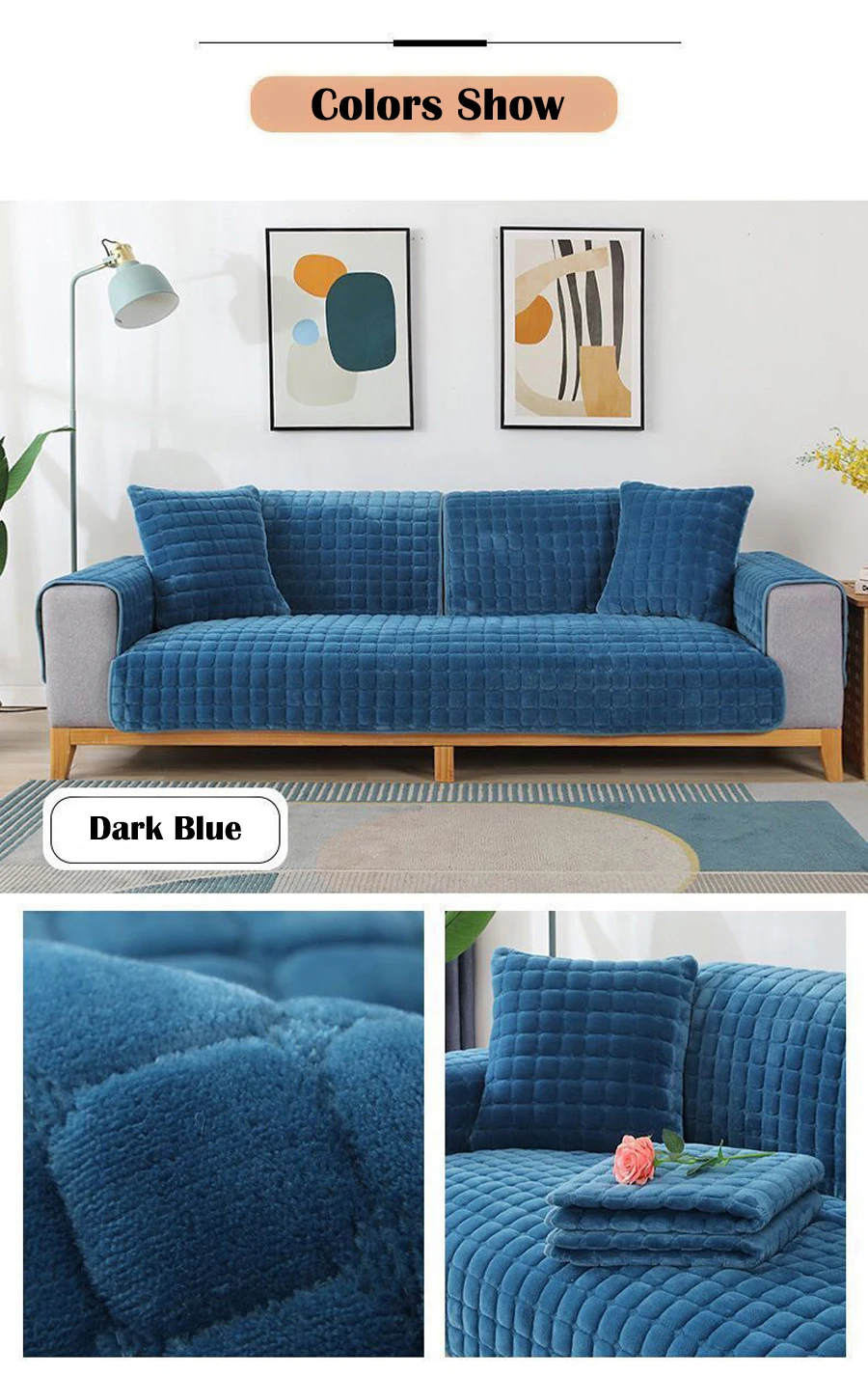 Velvet Sofa Cushion Thickened Warmth Non-Slip Sofa Cover Four Seasons Universal Living Room Sofa All-Inclusive Towel