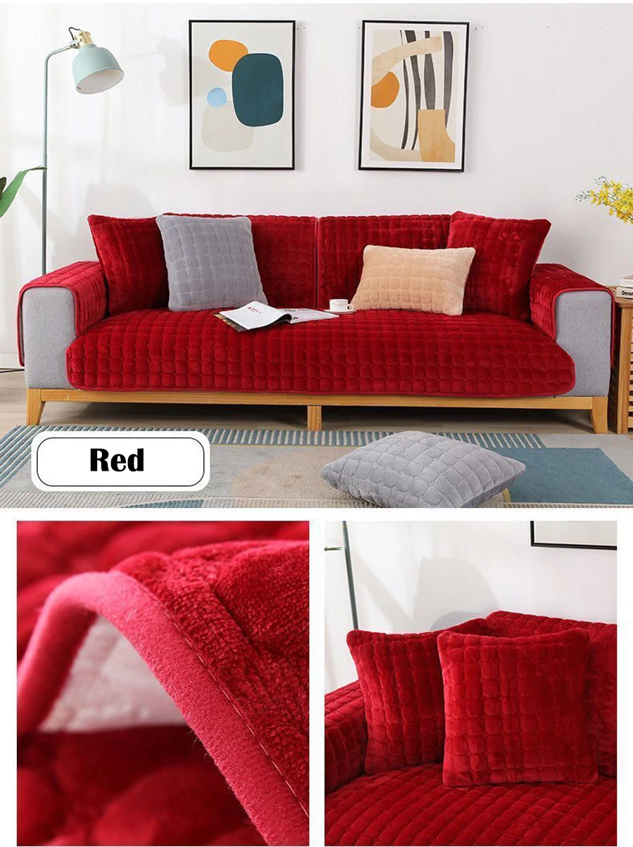 Velvet Sofa Cushion Thickened Warmth Non-Slip Sofa Cover Four Seasons Universal Living Room Sofa All-Inclusive Towel