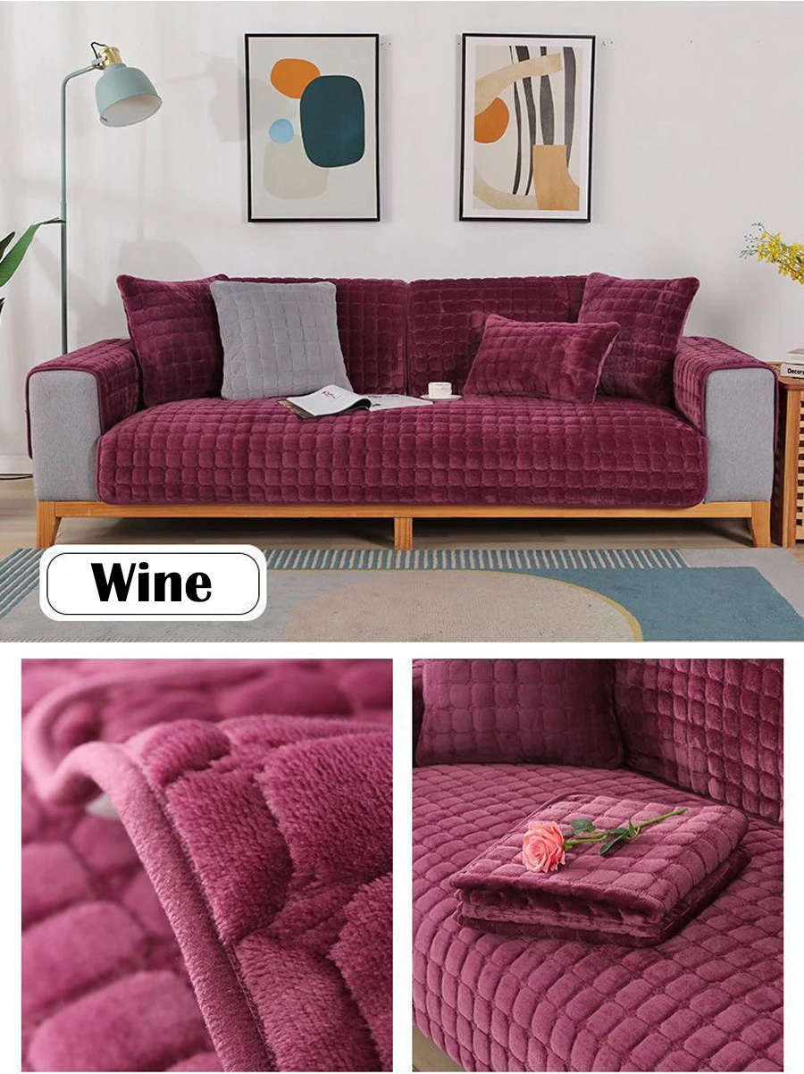 Velvet Sofa Cushion Thickened Warmth Non-Slip Sofa Cover Four Seasons Universal Living Room Sofa All-Inclusive Towel