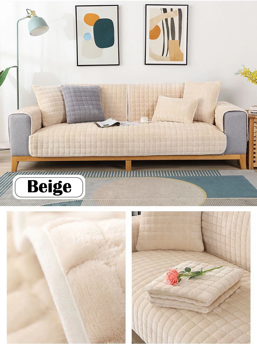 Velvet Sofa Cushion Thickened Warmth Non-Slip Sofa Cover Four Seasons Universal Living Room Sofa All-Inclusive Towel
