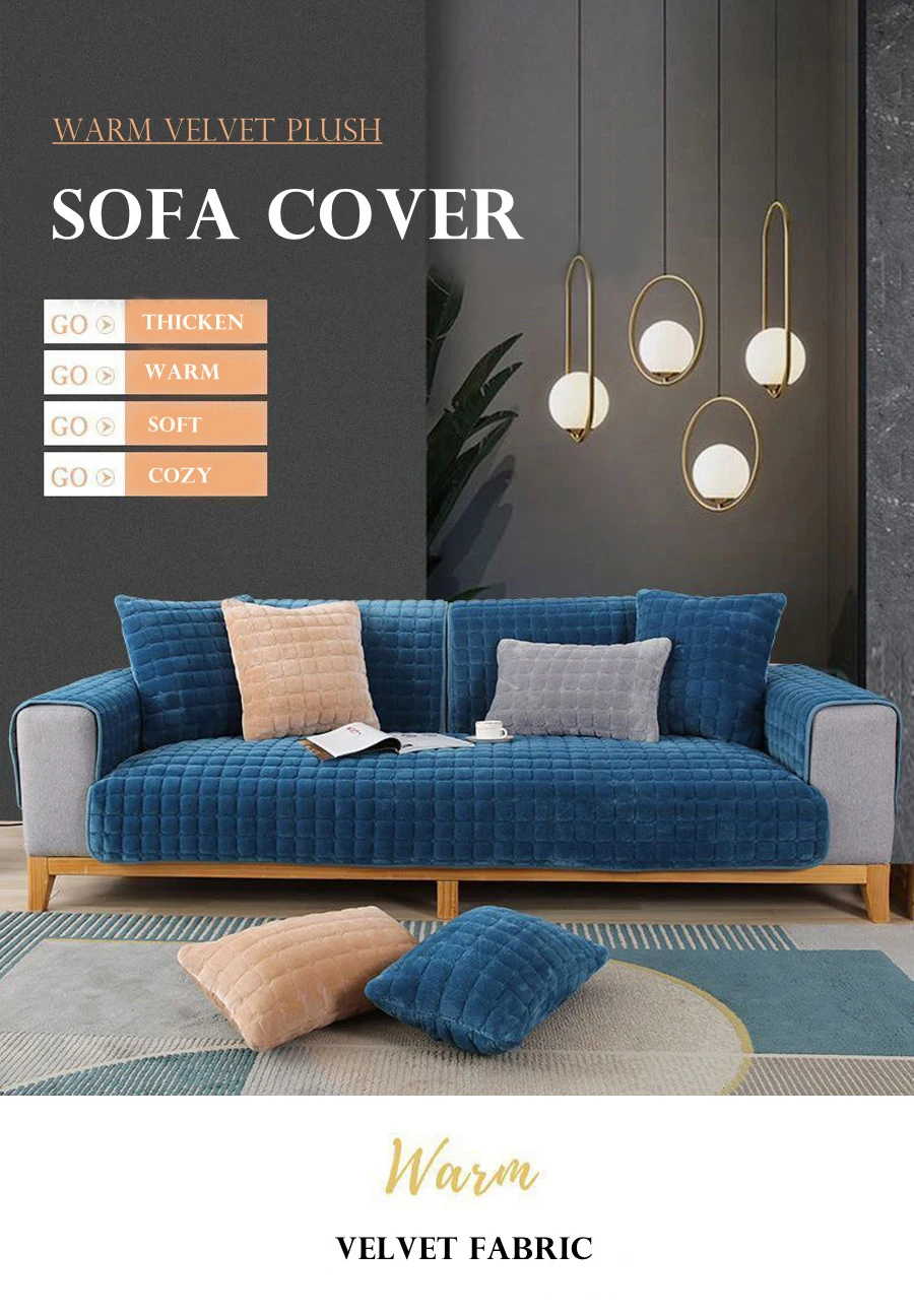 Velvet Sofa Cushion Thickened Warmth Non-Slip Sofa Cover Four Seasons Universal Living Room Sofa All-Inclusive Towel