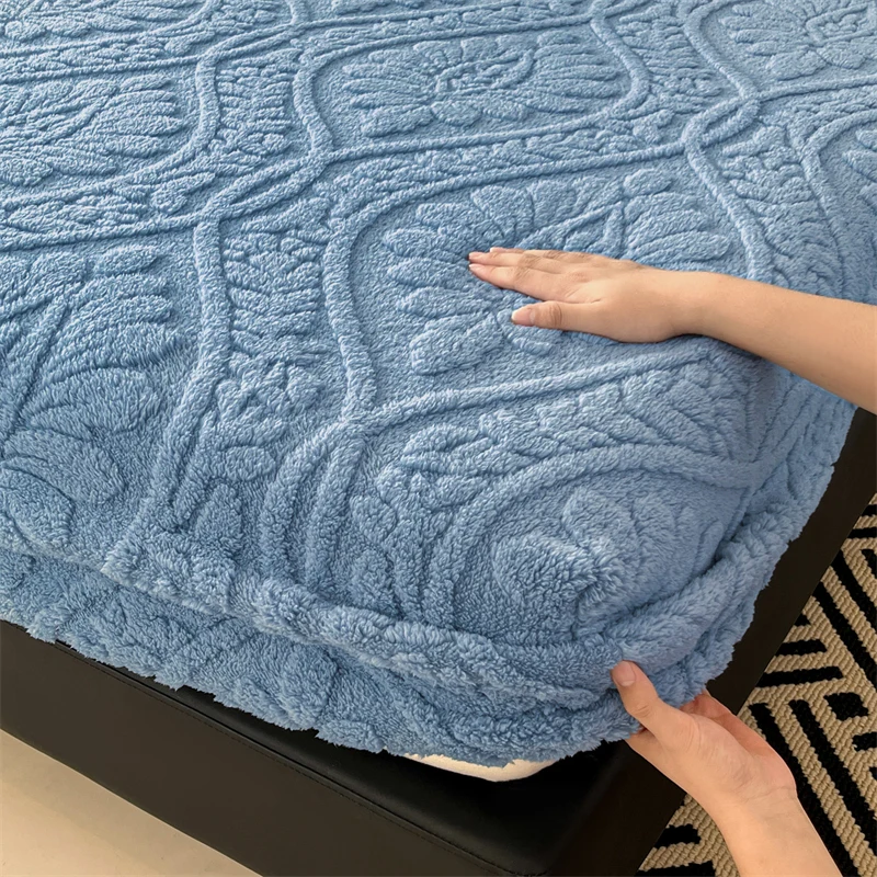 Warm Fleece Elastic Fitted Bed Sheet Thermal Winter Sheets Mattress Topper Protector Cover for Single Couple Double Bedsheet Warm Fleece Elastic Fitted Bed Sheet Thermal Winter Sheets Mattress Topper Protector Cover for Single Couple Double Bedsheet