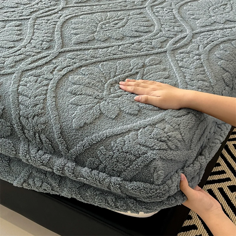 Warm Fleece Elastic Fitted Bed Sheet Thermal Winter Sheets Mattress Topper Protector Cover for Single Couple Double Bedsheet Warm Fleece Elastic Fitted Bed Sheet Thermal Winter Sheets Mattress Topper Protector Cover for Single Couple Double Bedsheet