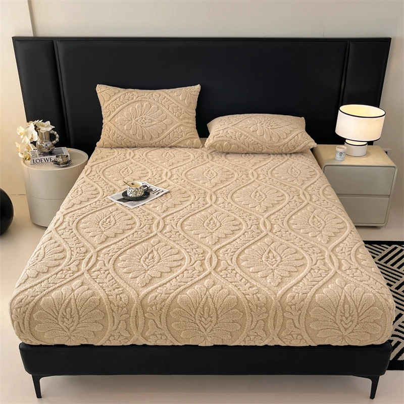 Warm Fleece Elastic Fitted Bed Sheet Thermal Winter Sheets Mattress Topper Protector Cover for Single Couple Double Bedsheet Warm Fleece Elastic Fitted Bed Sheet Thermal Winter Sheets Mattress Topper Protector Cover for Single Couple Double Bedsheet