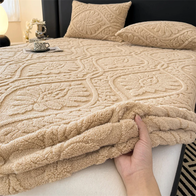 Warm Fleece Elastic Fitted Bed Sheet Thermal Winter Sheets Mattress Topper Protector Cover for Single Couple Double Bedsheet Warm Fleece Elastic Fitted Bed Sheet Thermal Winter Sheets Mattress Topper Protector Cover for Single Couple Double Bedsheet