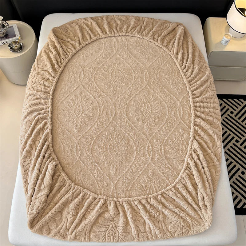 Warm Fleece Elastic Fitted Bed Sheet Thermal Winter Sheets Mattress Topper Protector Cover for Single Couple Double Bedsheet Warm Fleece Elastic Fitted Bed Sheet Thermal Winter Sheets Mattress Topper Protector Cover for Single Couple Double Bedsheet