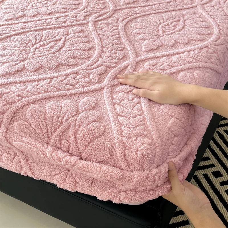 Warm Fleece Elastic Fitted Bed Sheet Thermal Winter Sheets Mattress Topper Protector Cover for Single Couple Double Bedsheet Warm Fleece Elastic Fitted Bed Sheet Thermal Winter Sheets Mattress Topper Protector Cover for Single Couple Double Bedsheet