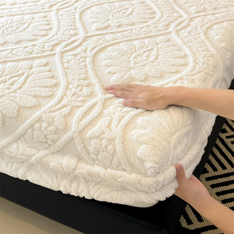 Warm Fleece Elastic Fitted Bed Sheet Thermal Winter Sheets Mattress Topper Protector Cover for Single Couple Double Bedsheet Warm Fleece Elastic Fitted Bed Sheet Thermal Winter Sheets Mattress Topper Protector Cover for Single Couple Double Bedsheet
