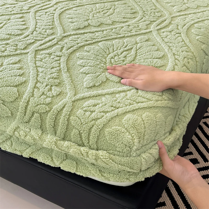 Warm Fleece Elastic Fitted Bed Sheet Thermal Winter Sheets Mattress Topper Protector Cover for Single Couple Double Bedsheet Warm Fleece Elastic Fitted Bed Sheet Thermal Winter Sheets Mattress Topper Protector Cover for Single Couple Double Bedsheet