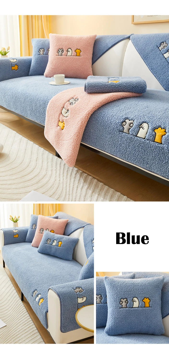 Winter Warm Lambs Velvet Sofa Towel Nordic Thick Plush Non-slip Sofa Cover for Living Room Sectional L-shaped Couch Covers