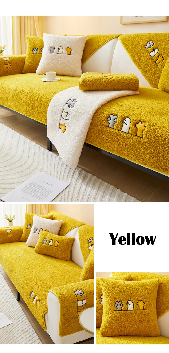 Winter Warm Lambs Velvet Sofa Towel Nordic Thick Plush Non-slip Sofa Cover for Living Room Sectional L-shaped Couch Covers