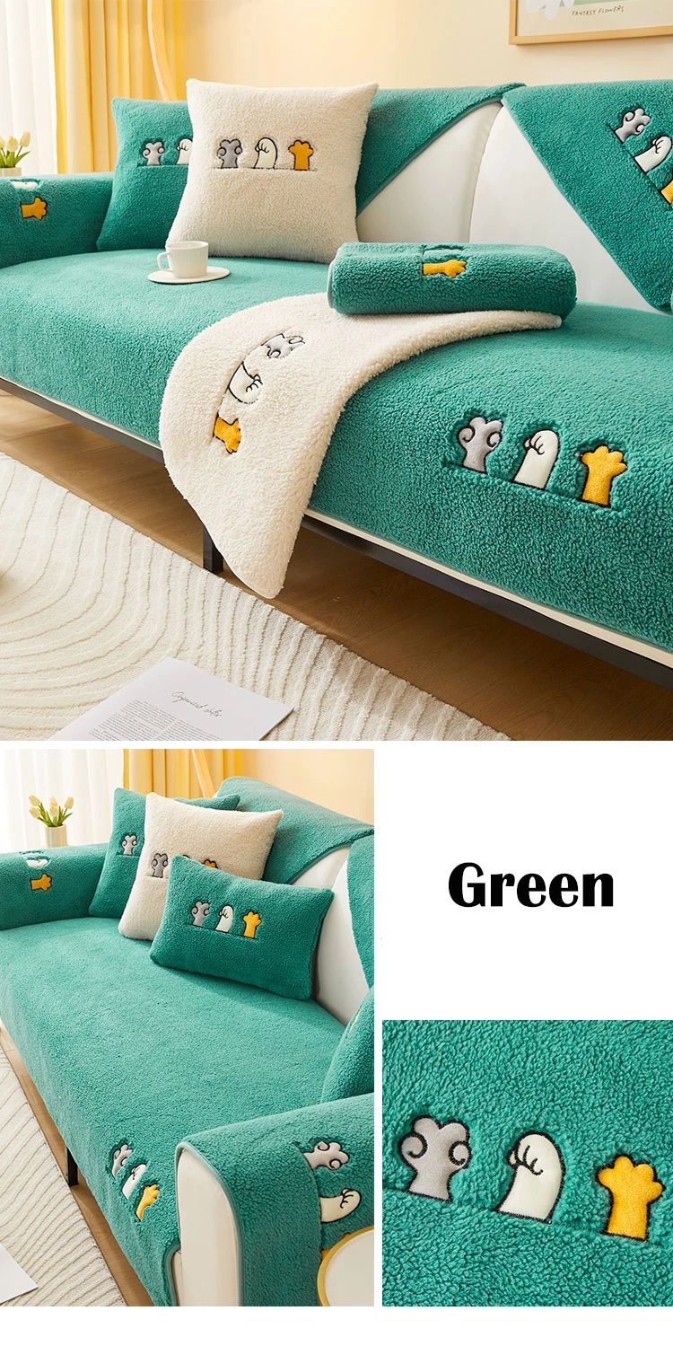 Winter Warm Lambs Velvet Sofa Towel Nordic Thick Plush Non-slip Sofa Cover for Living Room Sectional L-shaped Couch Covers
