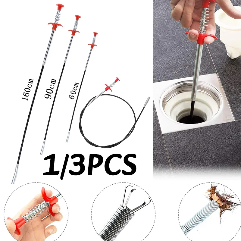 1/3PC 60/90/160cm Multifunctional Spring Pipe Dredge Tool With Grapple Hook Sewer Dredge Pipeline Toilet Kitchen Cleaning Tools 1/3PC 60/90/160cm Multifunctional Spring Pipe Dredge Tool With Grapple Hook Sewer Dredge Pipeline Toilet Kitchen Cleaning Tools