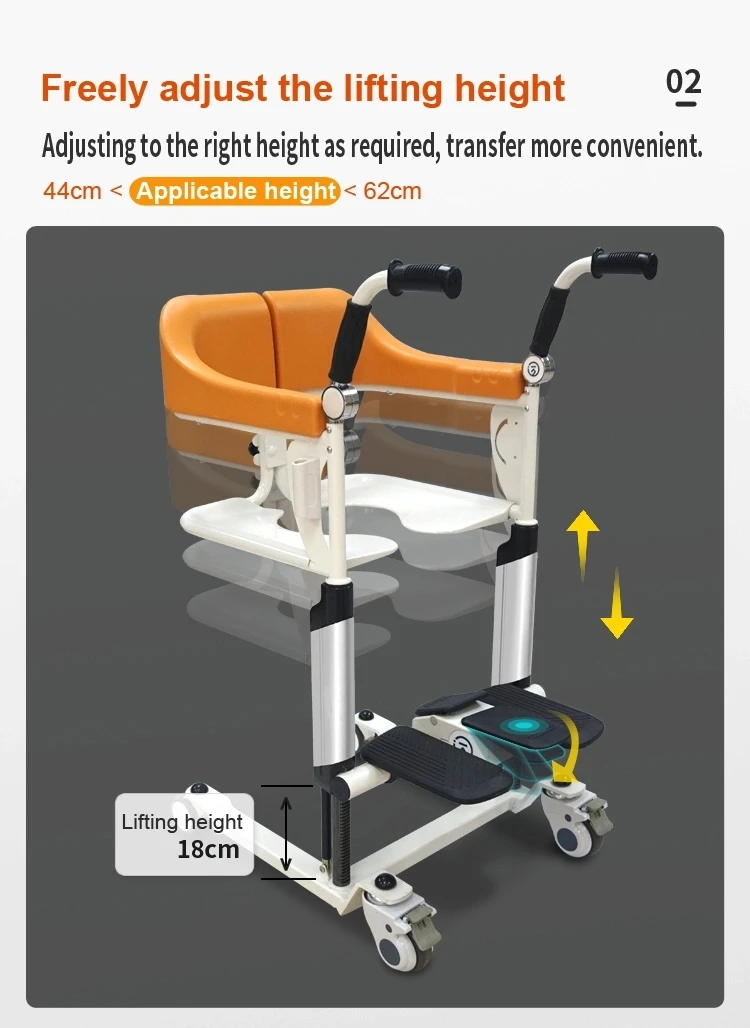 2025 Multifunction Folding Patient Transfer Commode Toilet Wheelchair With Wheel