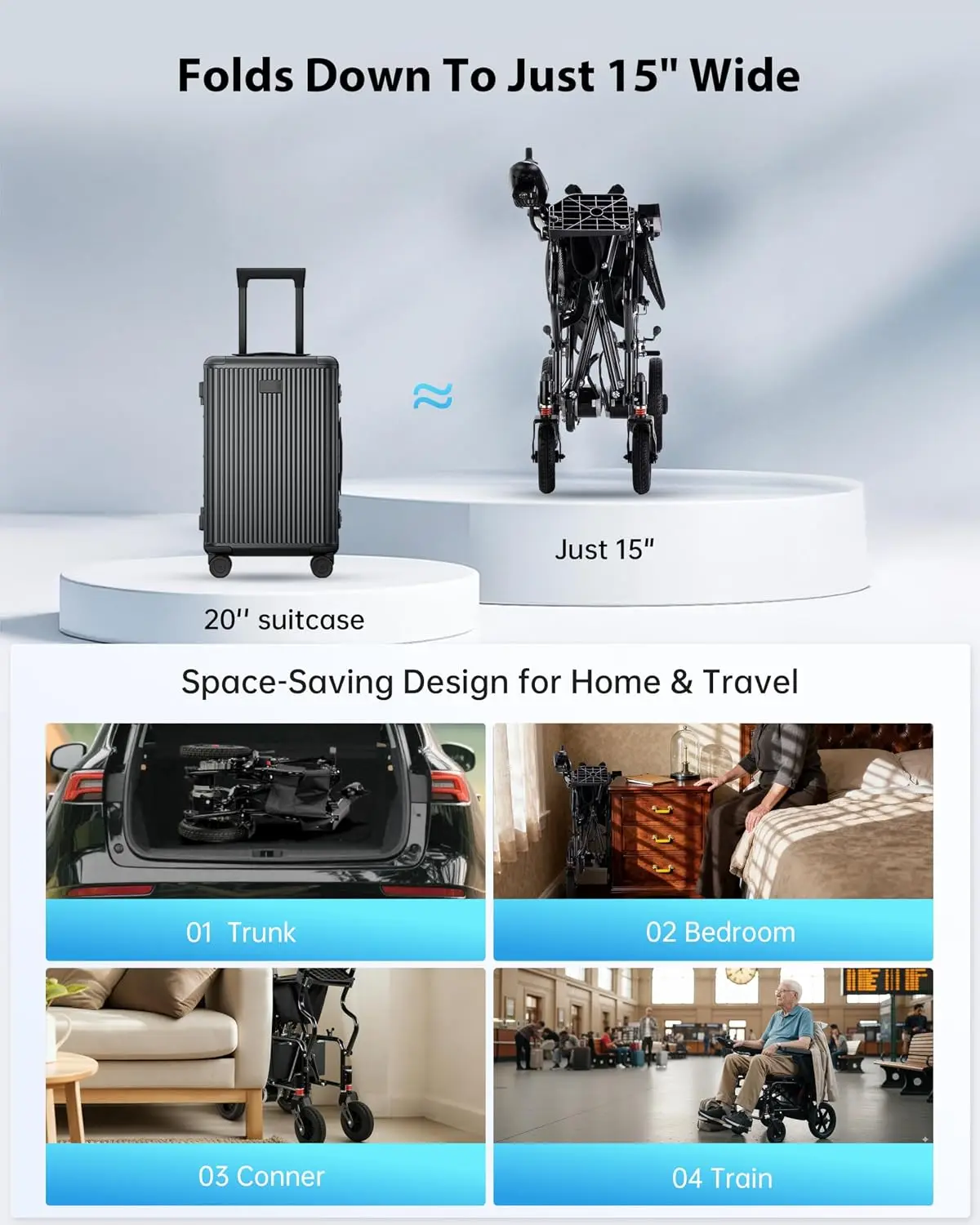 350 LB Capacity – Foldable Lightweight Power Wheelchair with 500W, Customized Home Care 350 LB Capacity - Foldable Lightweight Power Wheelchair with 500W, Customized Home Care