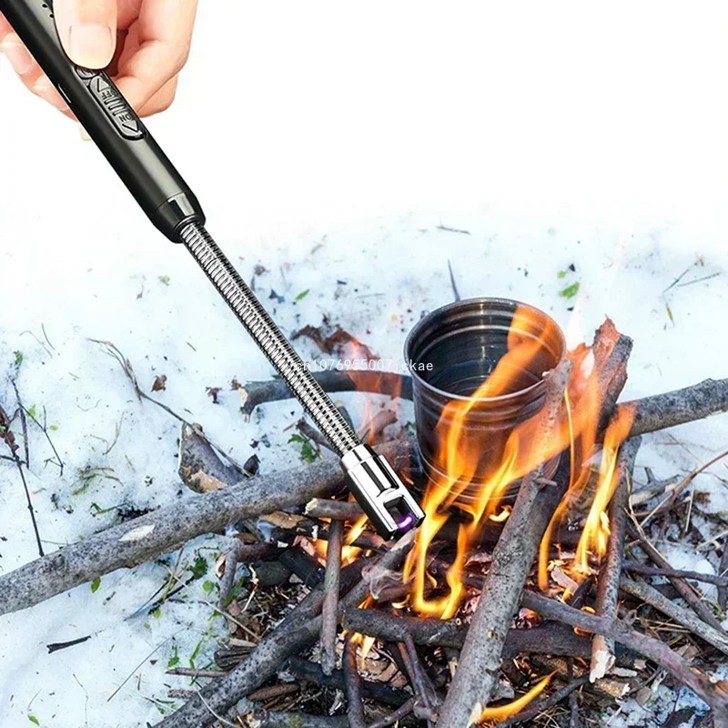 USB Windproof Flameless Plasma Ignition Long Kitchen Lighters