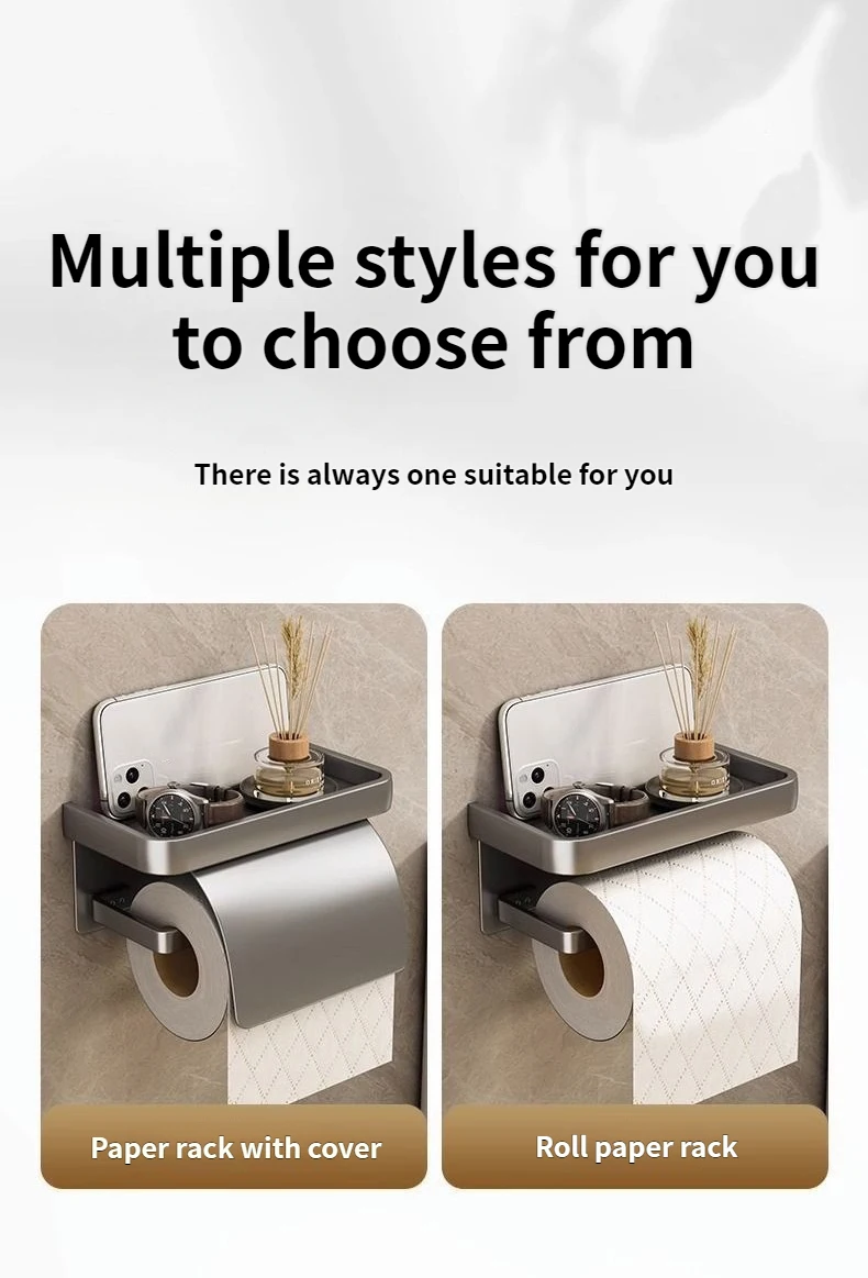 Bathroom Toilet Paper Roll Holder Wall Mounted Waterproof Tissue Box Aluminum Material Bathroom Decorative Tissue Holder