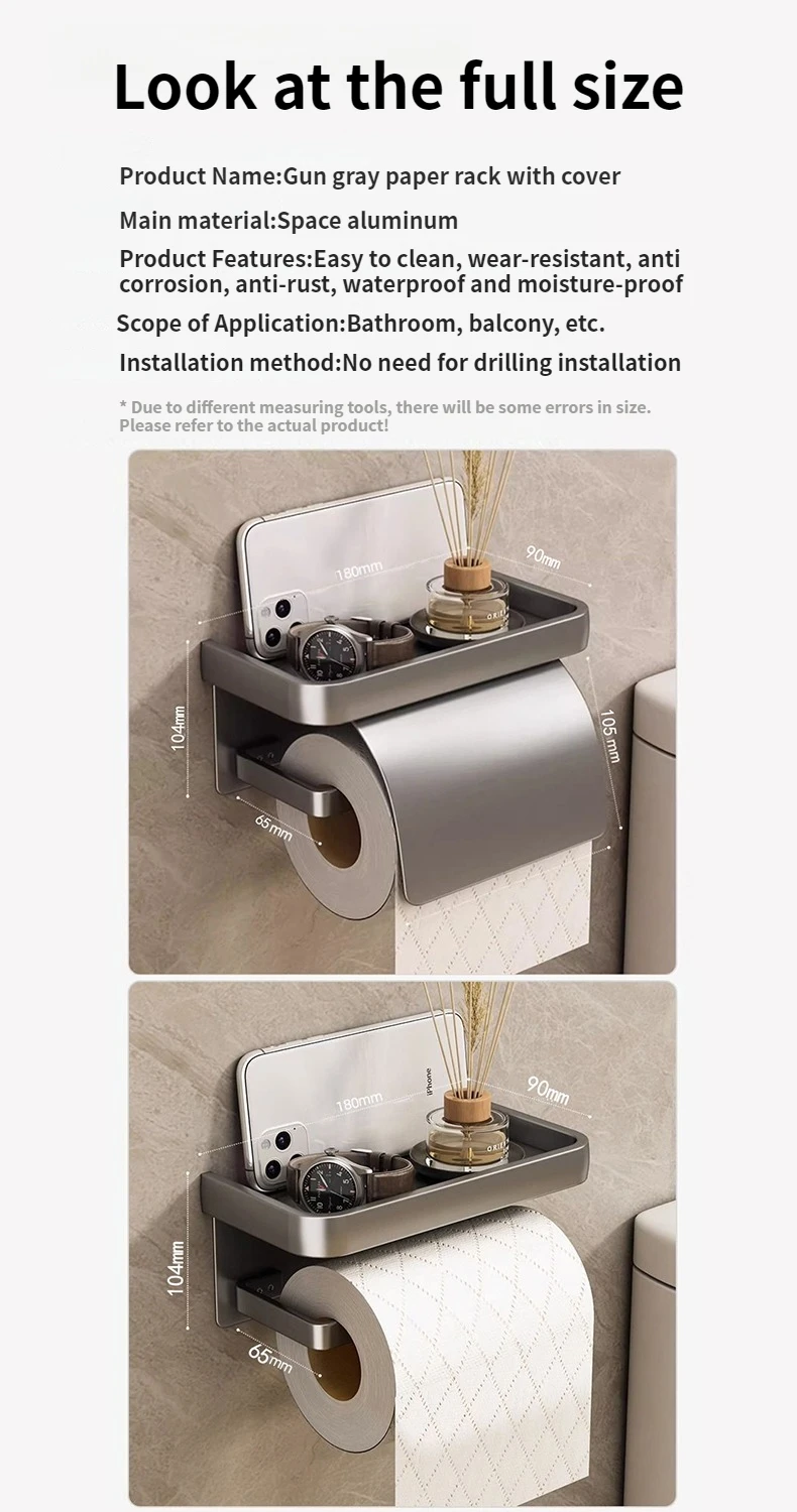 Bathroom Toilet Paper Roll Holder Wall Mounted Waterproof Tissue Box Aluminum Material Bathroom Decorative Tissue Holder