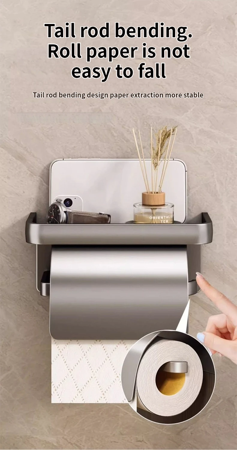 Bathroom Toilet Paper Roll Holder Wall Mounted Waterproof Tissue Box Aluminum Material Bathroom Decorative Tissue Holder