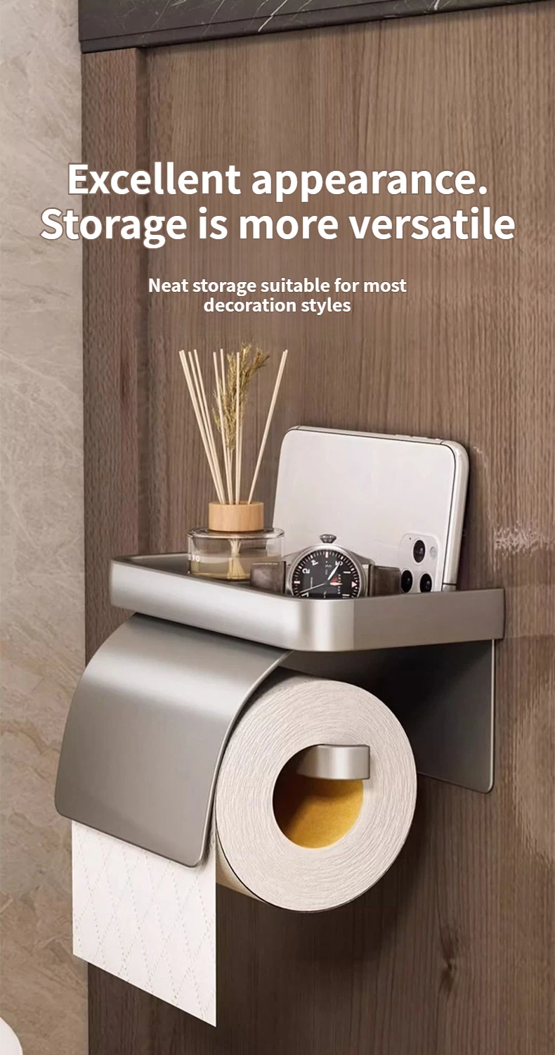 Bathroom Toilet Paper Roll Holder Wall Mounted Waterproof Tissue Box Aluminum Material Bathroom Decorative Tissue Holder