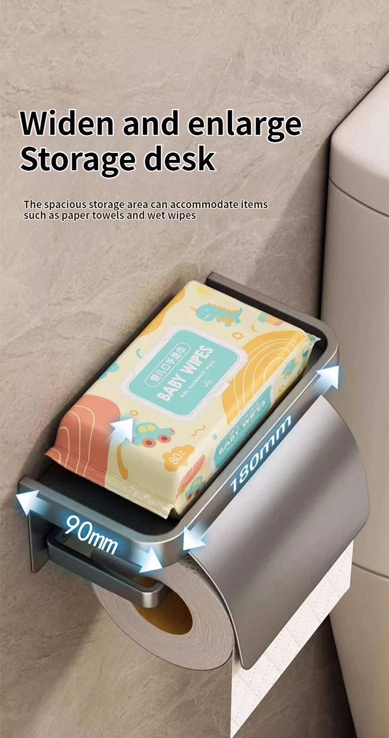 Bathroom Toilet Paper Roll Holder Wall Mounted Waterproof Tissue Box Aluminum Material Bathroom Decorative Tissue Holder