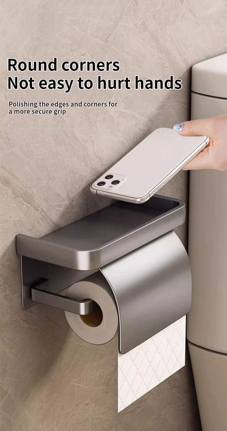 Bathroom Toilet Paper Roll Holder Wall Mounted Waterproof Tissue Box Aluminum Material Bathroom Decorative Tissue Holder
