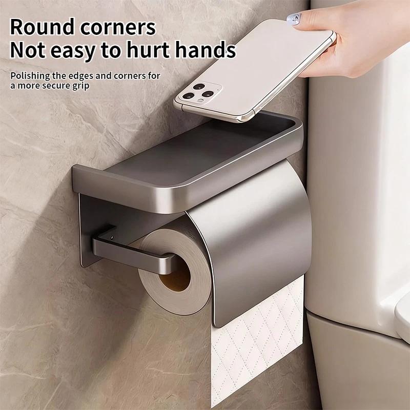 Bathroom Toilet Paper Roll Holder Wall Mounted Waterproof Tissue Box Aluminum Material Bathroom Decorative Tissue Holder Bathroom Toilet Paper Roll Holder Wall Mounted Waterproof Tissue Box Aluminum Material Bathroom Decorative Tissue Holder